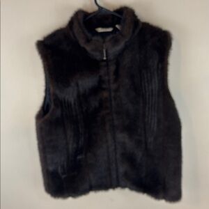 Preston & York Brown Faux Fur Full Zip Vest Size Medium